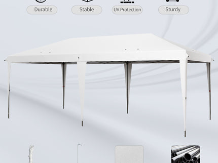 Outsunny - 10' x 19.2' Pop Up Canopy Tent, Heavy Duty Tent For Parties, Outdoor Instant Gazebo Sun Shade Shelter With Carry Bag For Catering, Events, Wedding, Backyard Bbq