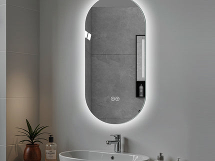 Smart Wall Mounted LED Touch Screen Mirror With Anti-Fog Function And Adjustable Lighting