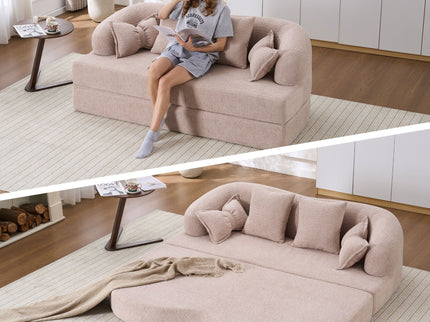Foldable Sofa Bed, Boneless Couch Convertible Sleeper With 4 Pillows