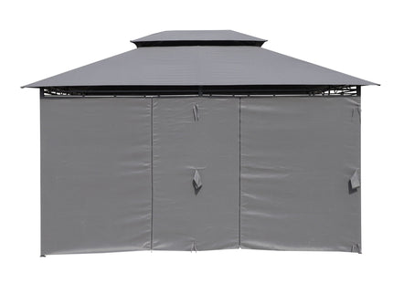 13 0 Ft Outdoor Patio Gazebo Canopy Tent With Ventilated Double Roof And Side Wall (Detachable Curtain Included On All Sides) Suitable For Lawn Garden Backyard And Deck - Gray
