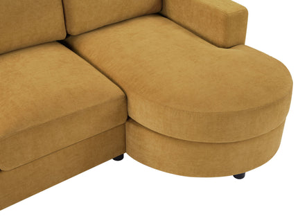 Modern L-Shaped Sectional Sofa With Curved Chaise, USB Ports, And Side Storage Pockets