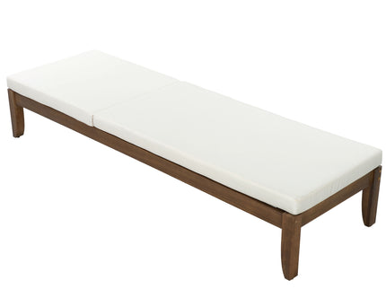 Adjustable Outdoor Patio Lounge Chair Chaise Lounge - Beige / Walnut