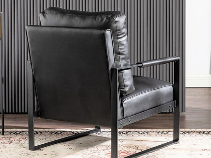 Classic Mid Century Modern Accent Chair With Durable Square Metal Frame, Armchair