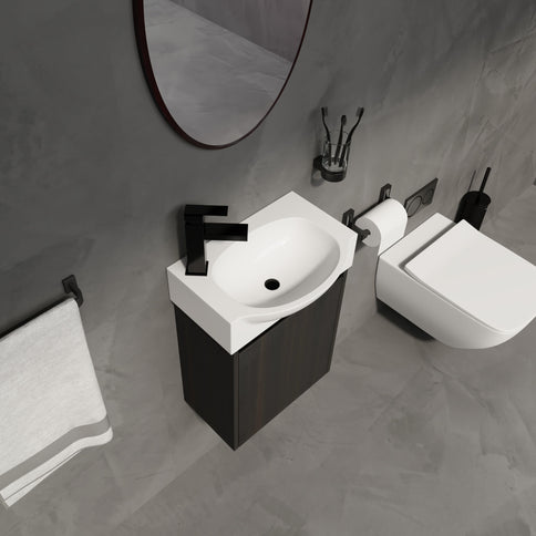 Modern Bathroom Vanity With Ceramic Basin, Wall Mounted Floating Sink Combo, Storage Cabinet