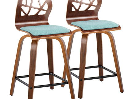 Folia - Mid Century Modern Fixed Height Counter Stool With Swivel With Square Footrest (Set of 2)