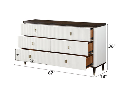 Carena - 5 Piece Bedroom Set (Eastern King Dresser Chest Mirror Nightstand) - Brown / Light Gray / White