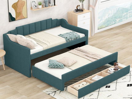 Upholstered Simple Design Daybed With Trundle And 3 Drawers