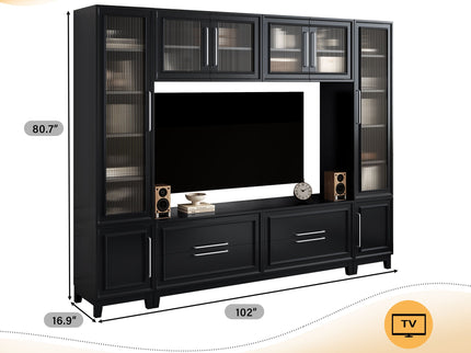 Wall Unit Modern Entertainment Center With Glass Doors