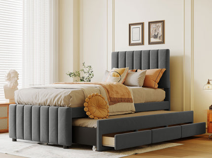Upholstered Design Platform Bed With Trundle