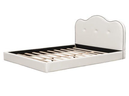 Upholstered Platform Bed With Sturdy Frame And Headboard