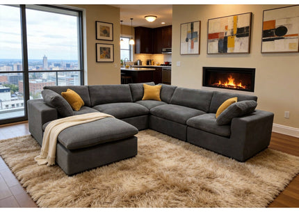 Custom Configuration Modular Sectional & Toss Pillows