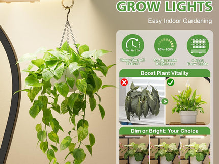 Plant Stand Indoor With Grow Light, 9 Tiered 63" Tall Indoor Plant Shelves For Multiple Plants - Walnut / Black