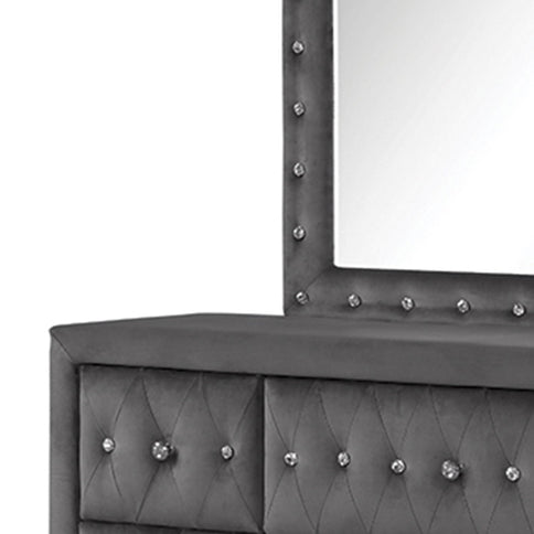 Sophia - Tufted Mirror - Gray