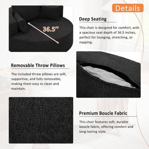360° Swivel Chair Accent Barrel Chair With Removable Pillows