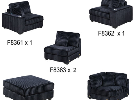 Contemporary Style Modular Sectional Sofa Set With USB, Cup Holder