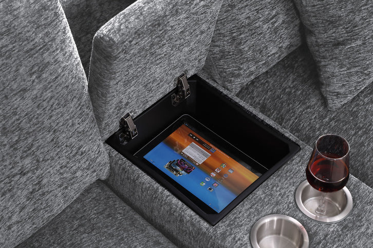 Celine - Fabric Corner Sectional Sofa With Right-Facing Chaise, Cupholders, And Charging Ports