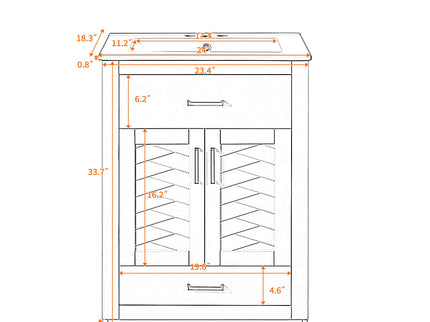 Modern Bathroom Vanity With Integrated Ceramic Sink, 2 Door Cabinet With Tip-Out Drawer