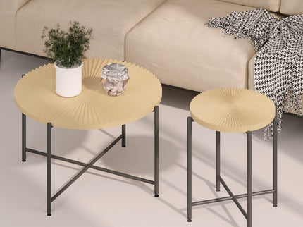 Radial - Pattern Coffee And End Table Set Waterproof Cover, Distressed Cylindrical Design (Set of 2)