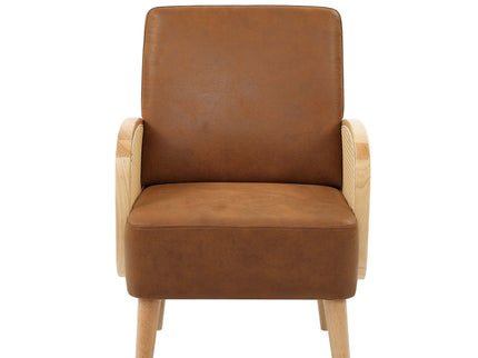 Upholstered Armchair With Tall Legs - Brown