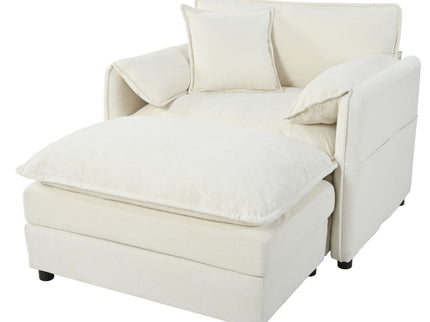 Oversized Chair With Movable Ottoman, Soft Upholstered Lounge Chair