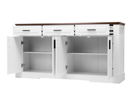 Fluted Sideboard Buffet Cabinet With 4 Doors And 3 Drawers