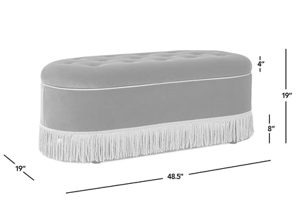 Melinda - Oval Tufted Bullion Fringe Storage Bench