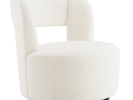 Swivel Comfy Round Barrel Chair With Soft Teddy Fabric For Living Room