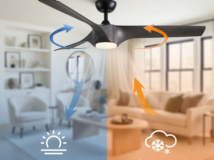 Reversible Quiet Motor Ceiling Fan Light With ABS Blades - Black / Gray