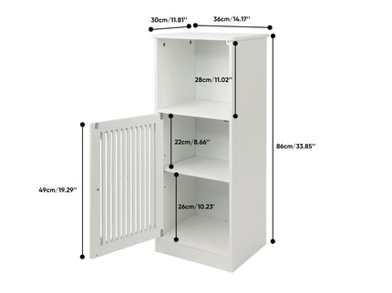 Louvered Door Bathroom Low Cabinet With Multi Layer Storage - White
