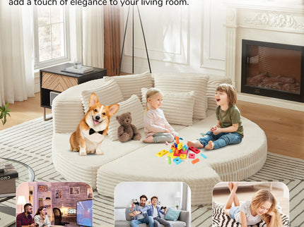 Semi Circular 2 In 1 Sofa Bed With Neck Pillow And Throw Pillows