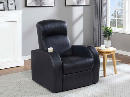 Upholstered Recliner With Cup Holder Comfort Lounge Chair - Black