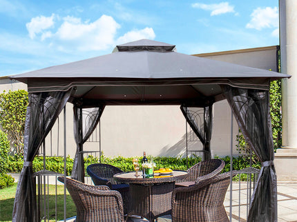Patio Gazebo Tent With Ventilated Double Roof And Mosquito Net
