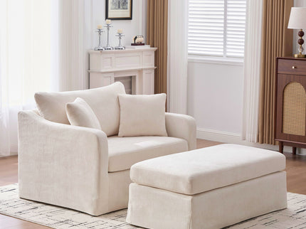Accent Chair With Ottoman, Includes 2 Bolster Pillows