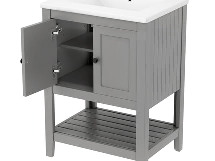 Modern Bathroom Vanity With Sink And Open Shelf