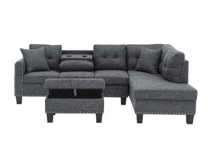 Camden - Power Sectional Sofa With Storage Ottoman And Built In Charging Ports - Gray
