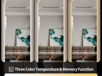 Irregular Shape LED Full Length Wall Mirror With 3 Color Dimmable Lighting - Silver