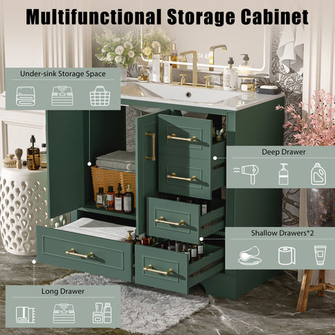 Traditional Bathroom Vanity With Soft Close Doors And Drawers