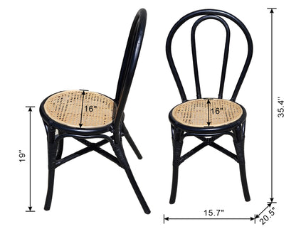 Rattan Dining Chair (Set of 2) - Black Multi
