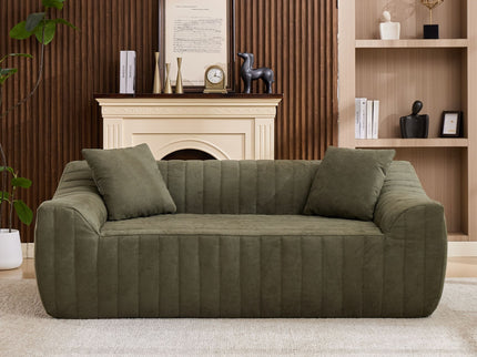 Oversized 2 Seater Loveseat With 2 Decor Throw Pillows, Deep Seat Sofa For Living Rooms