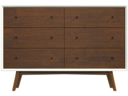Dresser 6 Drawer - Dark Brown / White
