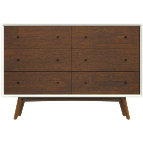 Dresser 6 Drawer - Dark Brown / White