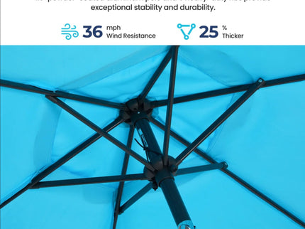 Umbrella With Crank Lift & Tilt, UV-Resistant Canopy For Patio