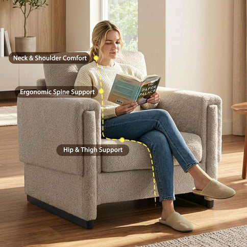 Upholstered Accent Armchair With Square Arm