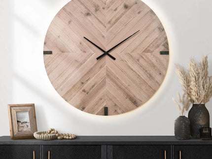 Wall Clock, Round, Large Oversized - Brown