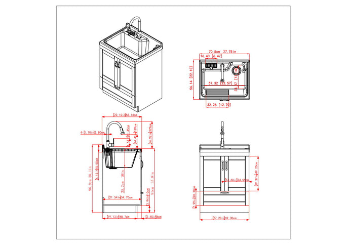 Maile - Laundry Cabinet With Pull-Out Faucet And Abs Sink - Pure White