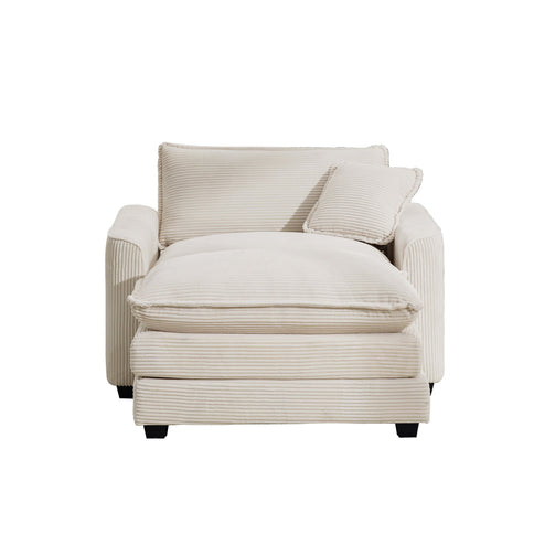 Classic Modern Comfortable Single Chair Deep Seat Sofa With Footstool