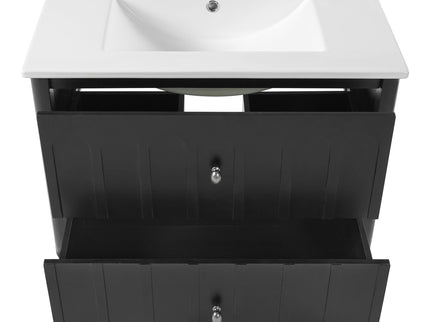 Floating Bathroom Vanity With Oval Knobs & Round Edge, Soft Close Drawer Slides