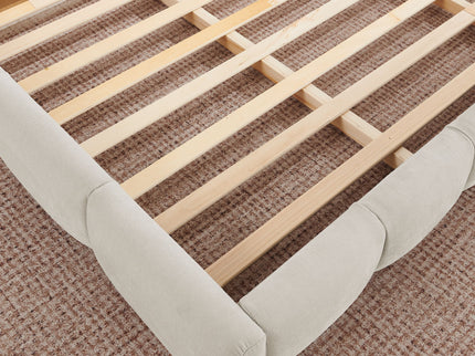 Upholstered Platform Bed Frame, Low Profile Floor Bed, No Box Spring Required