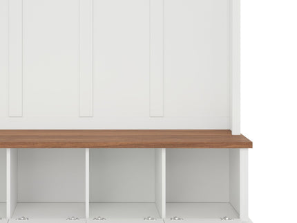 Hall Tree With Storage Bench Mudroom Coat Rack With 6 Hooks