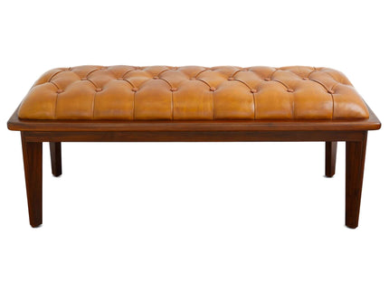 Arden - Bench With Buttons - Brown / Rustic / Tan